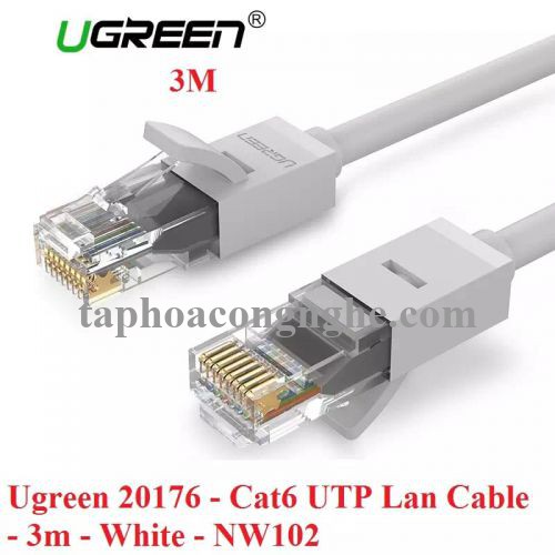 Ugreen 20176 3M màu Trắng Cáp Mạng Lan Cat6 UTP NW102 30020176
